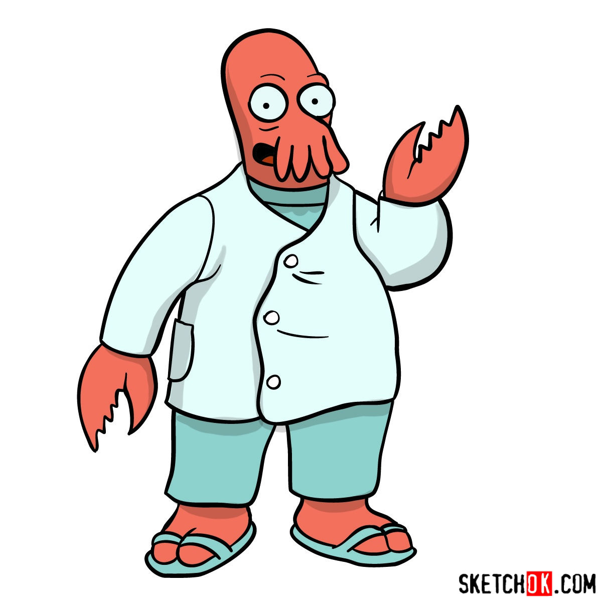 How to draw Doctor Zoidberg - coloring